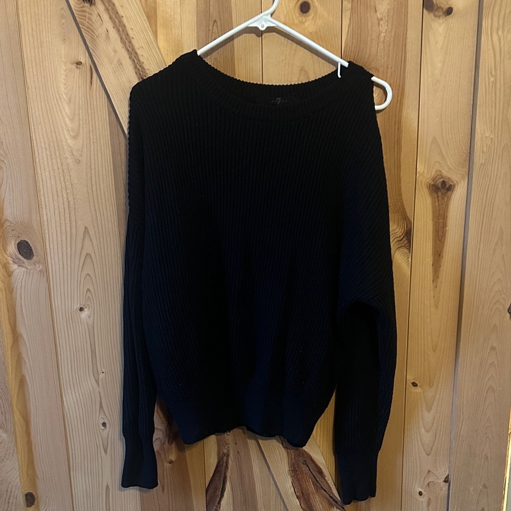 7 For All Mankind Black Crew Neck Sweater